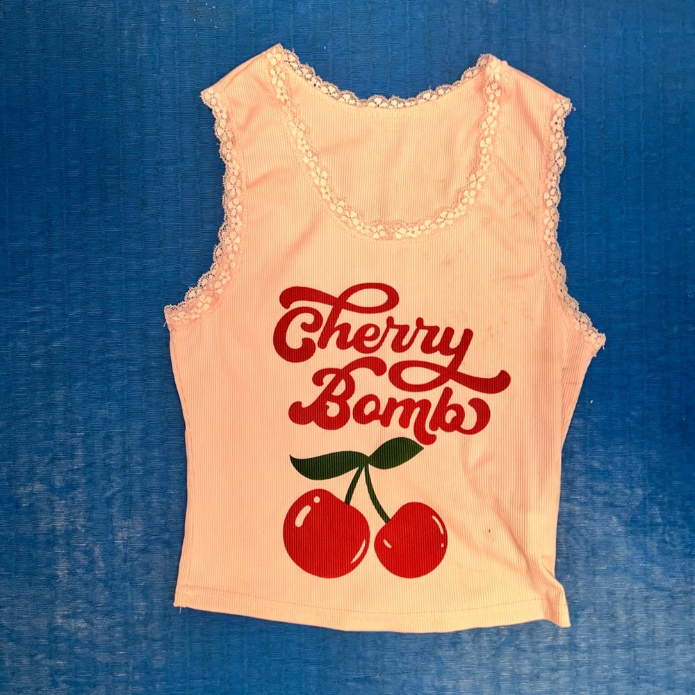 ROMWE Cherry Bomb Graphic Pink Tank Top